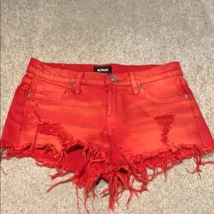 Hudson Red Denim Cut Off Shorts